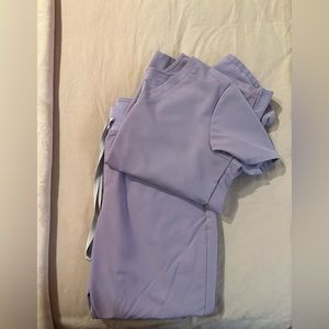 Womens Figs Lavender Dew high waisted scrub bottoms jogger and scrub top